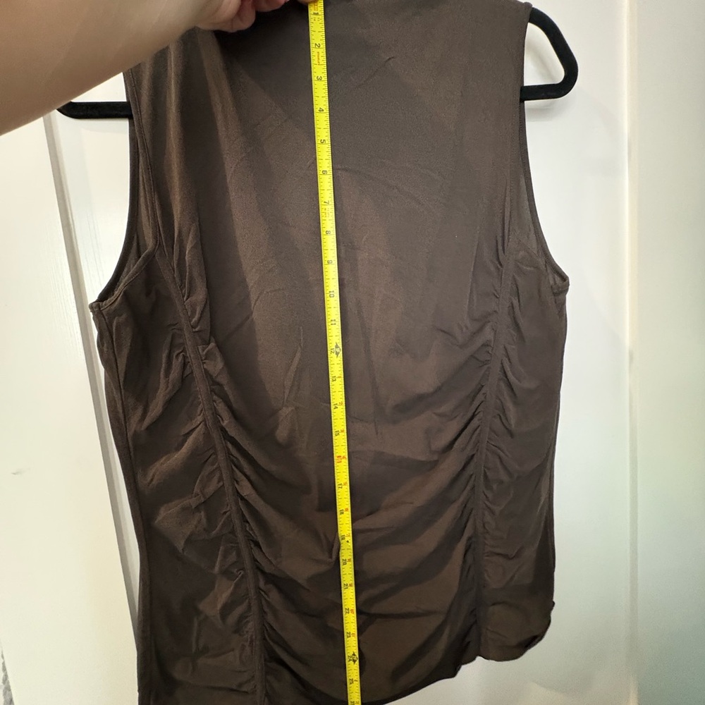 Ellen Tracy Sleeveless Brown Tank Top SILK SZ LARGE - Picture 8 of 11